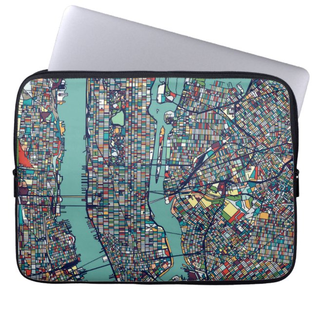 Housse Pour Ordinateur Portable Carte de Manhattan New York (Devant)