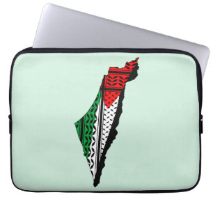 Housse Pour Ordinateur Portable Carte de Palestine avec drapeau et Motif Keffiyeg