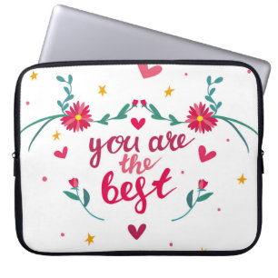 Housse Pour Ordinateur Portable Carte de voeux de Saint Valentin avec les coeurs,