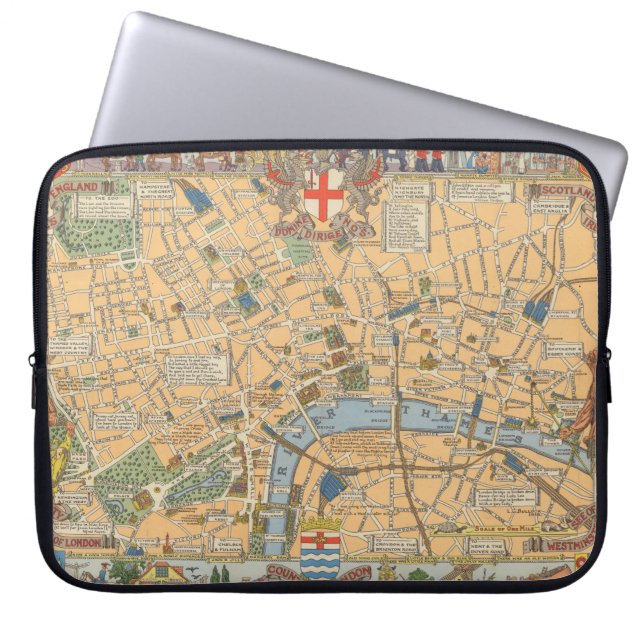 Housse Pour Ordinateur Portable Carte des enfants de Londres, Angleterre (Devant)