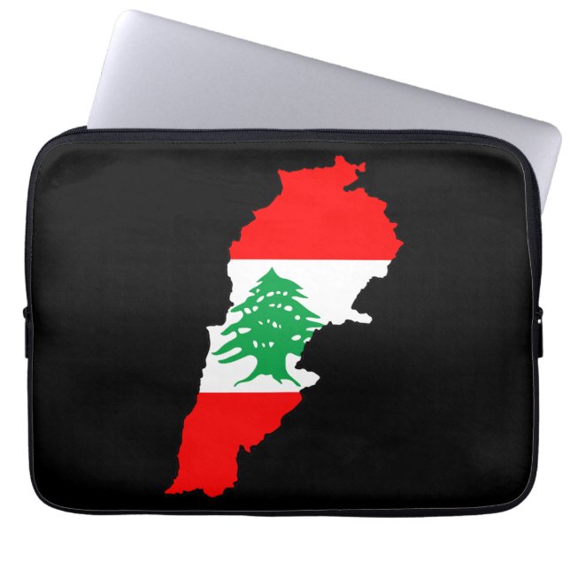 Housse Pour Ordinateur Portable Carte du Liban avec drapeau (Devant)