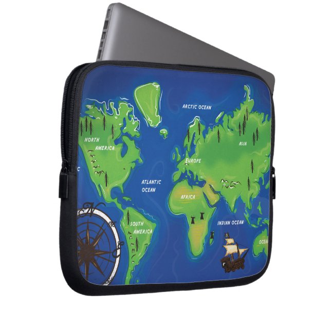 Housse Pour Ordinateur Portable Carte du monde (Devant droit)