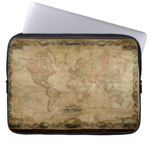 Housse Pour Ordinateur Portable Carte du monde vintage