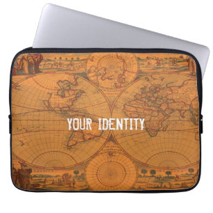 Housse Pour Ordinateur Portable Carte du monde vintage
