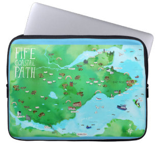 Housse Pour Ordinateur Portable Carte illustrée de Fife Coastal Path Scotland