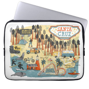 Housse Pour Ordinateur Portable Carte illustrée père Noël Cruz California