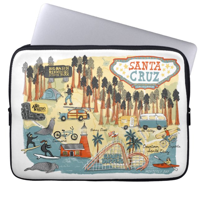 Housse Pour Ordinateur Portable Carte illustrée père Noël Cruz California (Devant)