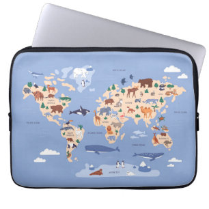 Housse Pour Ordinateur Portable Carte Kids World mignonne Whimsical Modern