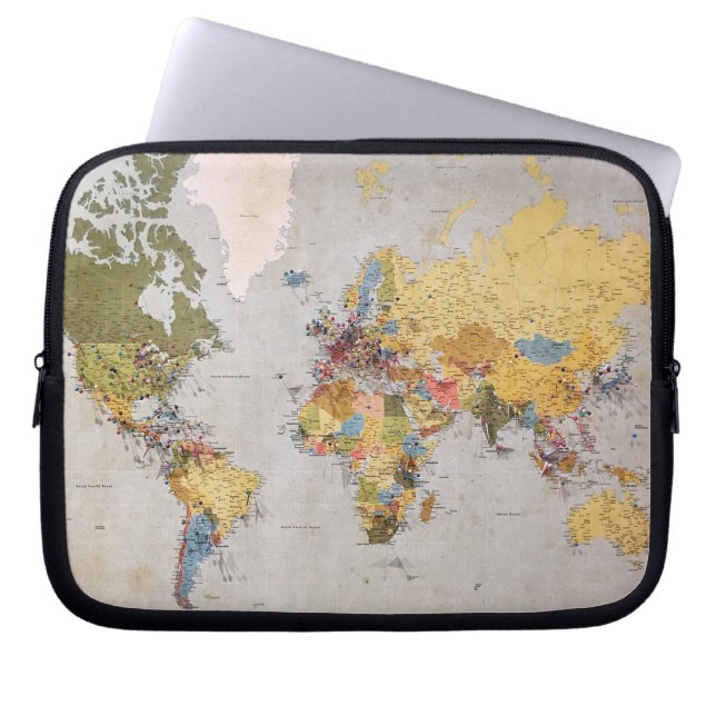 Housse Pour Ordinateur Portable carte mondiale (Devant)
