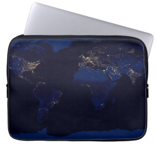 Housse Pour Ordinateur Portable Carte Plate De La Terre Montrant Les Lumières De L