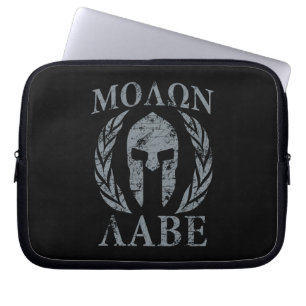 Housse Pour Ordinateur Portable Casque spartiate Molon Labe Grunge