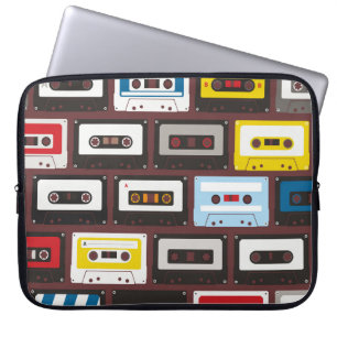 Housse Pour Ordinateur Portable cassettes audio vintages, arrière - plan continu.