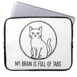 Housse Pour Ordinateur Portable Cat Laptop Sleeve - Brain Full Of Tabs