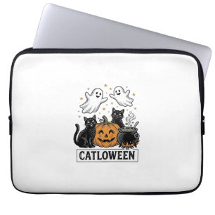 Housse Pour Ordinateur Portable Catloween Chat Fantôme Vintage Design de Chemise H