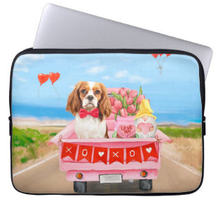 Housse Pour Ordinateur Portable Cavalier King Chien Saint Valentin Coeurs de Camio
