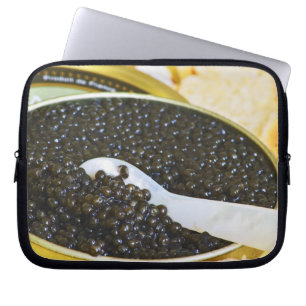 Housse Pour Ordinateur Portable Caviar noir et cuillère en nacre pour