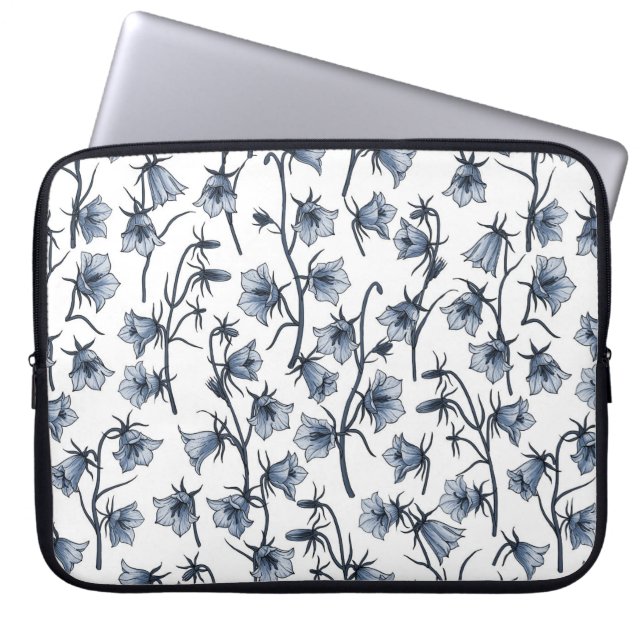 Housse Pour Ordinateur Portable Cellules bleues, Cloches, Bellflowers (Devant)
