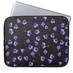 Housse Pour Ordinateur Portable Cellules bleues de minuit, cloches, Bellflowers