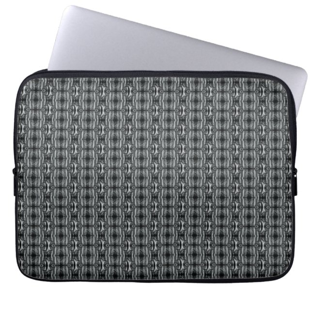 Housse Pour Ordinateur Portable Cercle noir gris Motif Argent (Devant)