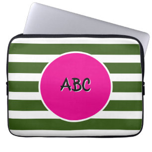 Housse Pour Ordinateur Portable Cercle rose Grès vert de la forêt