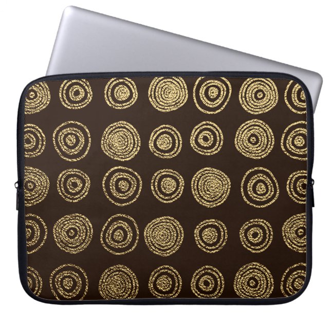 Housse Pour Ordinateur Portable Cercles d'or : Motif à main (Devant)