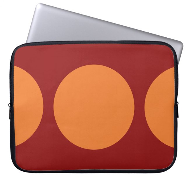 Housse Pour Ordinateur Portable Cercles orange sur rouge (Devant)