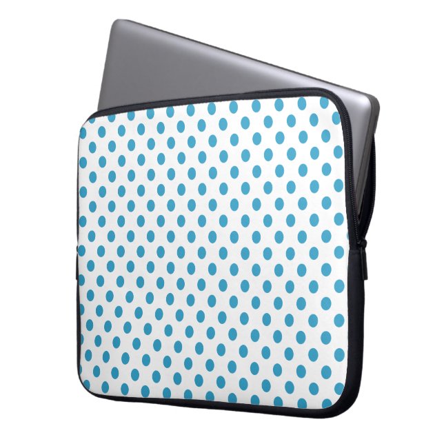 Housse Pour Ordinateur Portable Cercles Pois bleu paon (devant gauche)