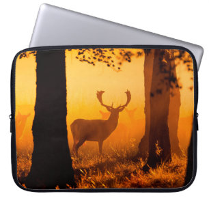 Housse Pour Ordinateur Portable Cerf dans une forêt danoise, automne, belle, denma