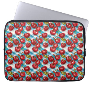 Housse Pour Ordinateur Portable Cerise mignonne et Motif bleu plaid