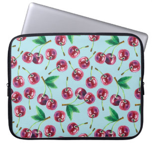 Housse Pour Ordinateur Portable Cerises d'aquarelle modernes : Motif de baies jute