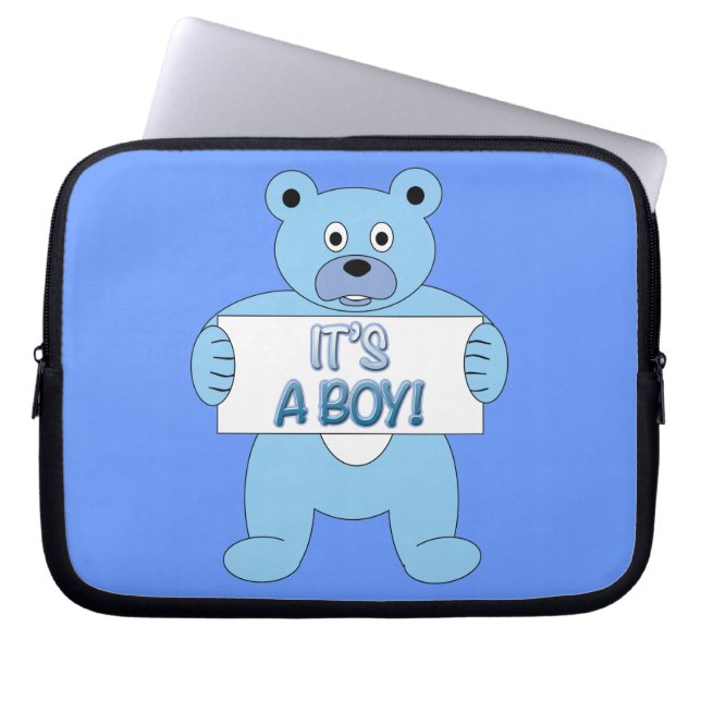 Housse Pour Ordinateur Portable C'est Un Garçon Bleu Ours (Devant)
