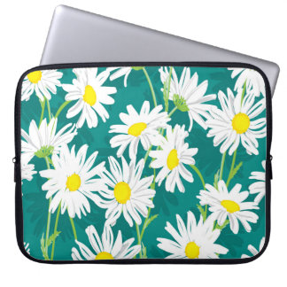 Housse Pour Ordinateur Portable Chamomile Turquoise : Illustration Florale Sans Me