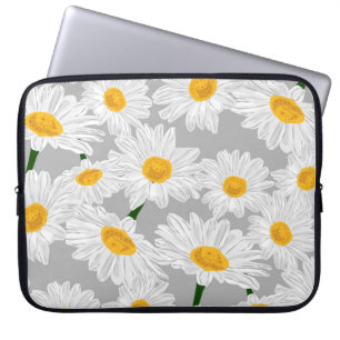 Housse Pour Ordinateur Portable Champ de camomille de marguerite. Fleurs d'été du