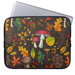 Housse Pour Ordinateur Portable Champignons d'automne, feuilles, noix et baies sur