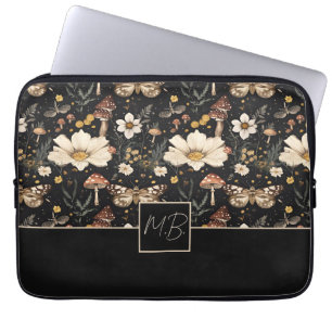Housse Pour Ordinateur Portable Champignons et fleurs Cottagecore motif avec nom