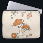 Housse Pour Ordinateur Portable Champignons Et Fleurs Tons Terre les années 70 Bei<br><div class="desc">Illustration de champignons dans les tons beige et terre - citation inspirante "Croyez en votre magie".</div>