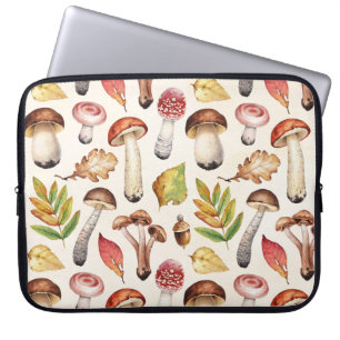 Housse Pour Ordinateur Portable Champignons Feuille : Motif d'illustration aquarel
