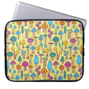 Housse Pour Ordinateur Portable Champignons magiques Doodle Motif sans couture
