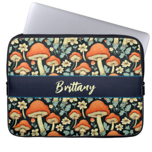 Housse Pour Ordinateur Portable Champignons rétro Fleurs Vintages Personnalisées