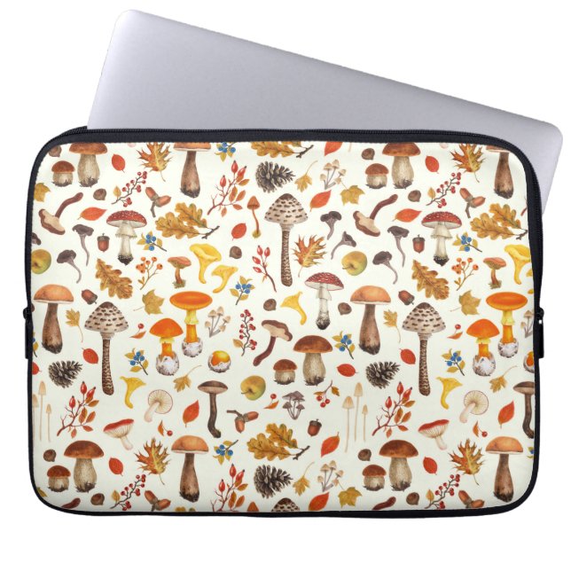 Housse Pour Ordinateur Portable Champignons sauvages sur blanc (Devant)
