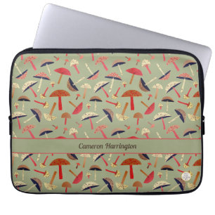 Housse Pour Ordinateur Portable Champignons verts Retro Vintages inspirés