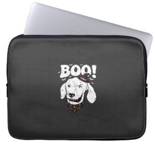 Housse Pour Ordinateur Portable Chapeau de sorcière de chien Halloween Boo Chauves