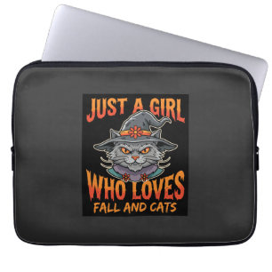 Housse Pour Ordinateur Portable Chapeau de sorcière de fille chat d'Halloween Dess