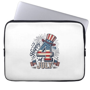 Housse Pour Ordinateur Portable Chapeau patriotique vintage Happy 4 juillet vecteu