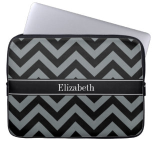 Housse Pour Ordinateur Portable Charbon noir LG noir Chevron Nom noir Monogramme