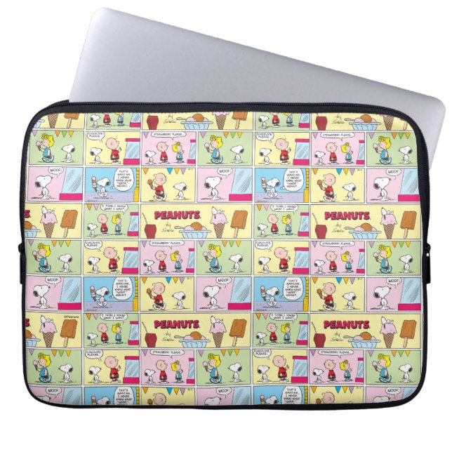 Housse Pour Ordinateur Portable Charlie Brown, Snoopy & Sally | Crème glacée (Devant)