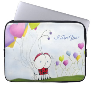 Housse Pour Ordinateur Portable Charmante coccinelle aux ballons colorés