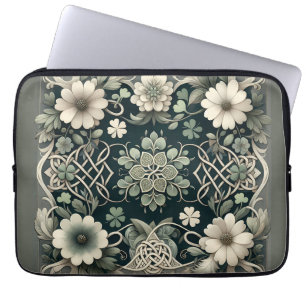 Housse Pour Ordinateur Portable Charme floral du trèfle celtique