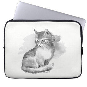 Housse Pour Ordinateur Portable Chat. Aquarelle