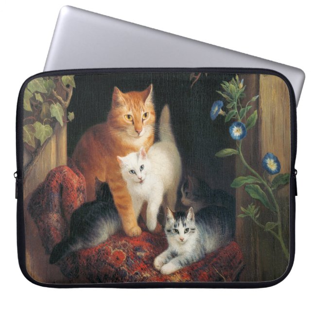 Housse Pour Ordinateur Portable Chat avec chatons (Art animal) (Devant)